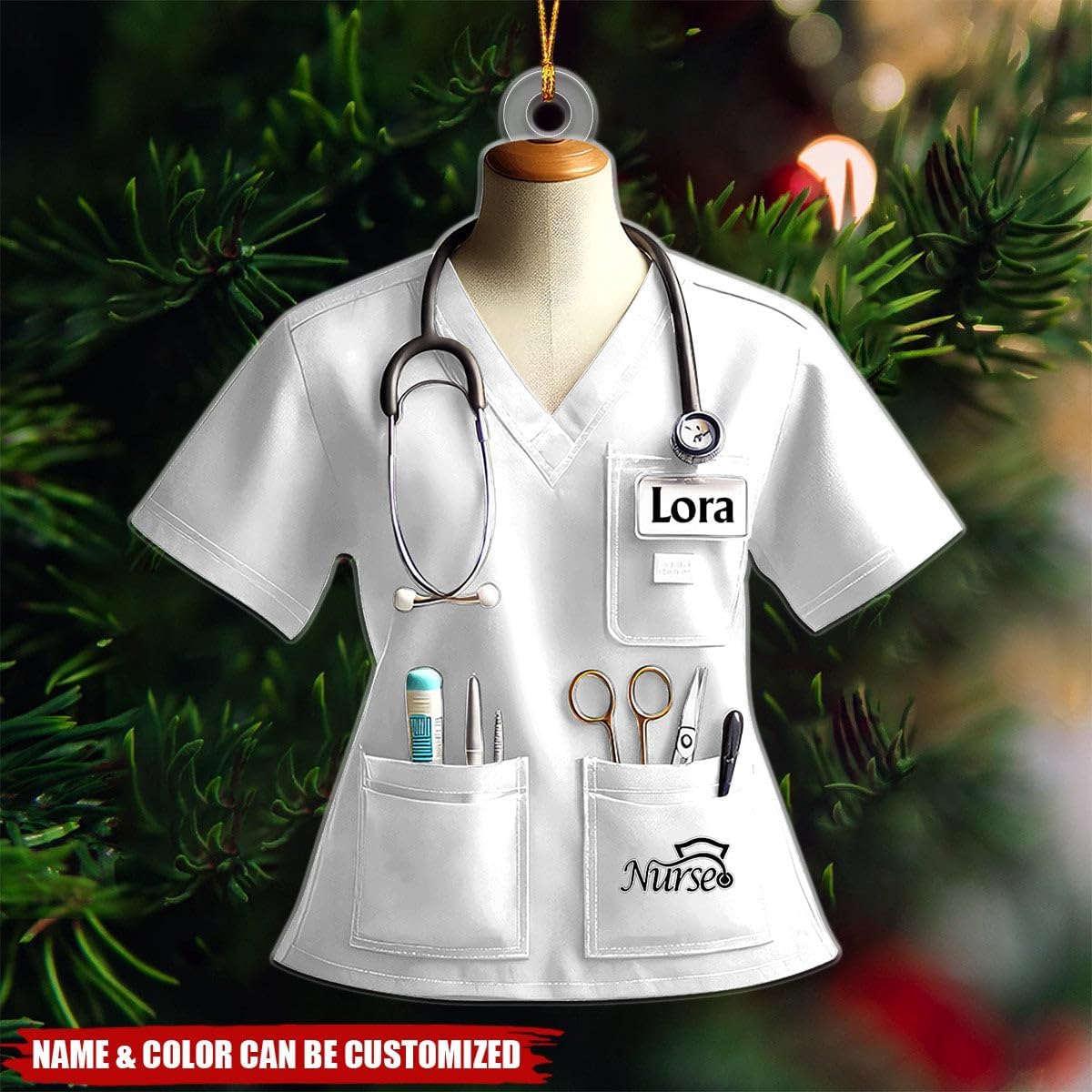 Personalized Nurse Ornament Christmas 2024 for Men Women Nurse, Nurse Christmas Tree Ornament 2024, Custom Name Nurse Ornament Gift for Nurse Assistant RN Christmas, Nurse Gifts (Acrylic, Nurse 7)