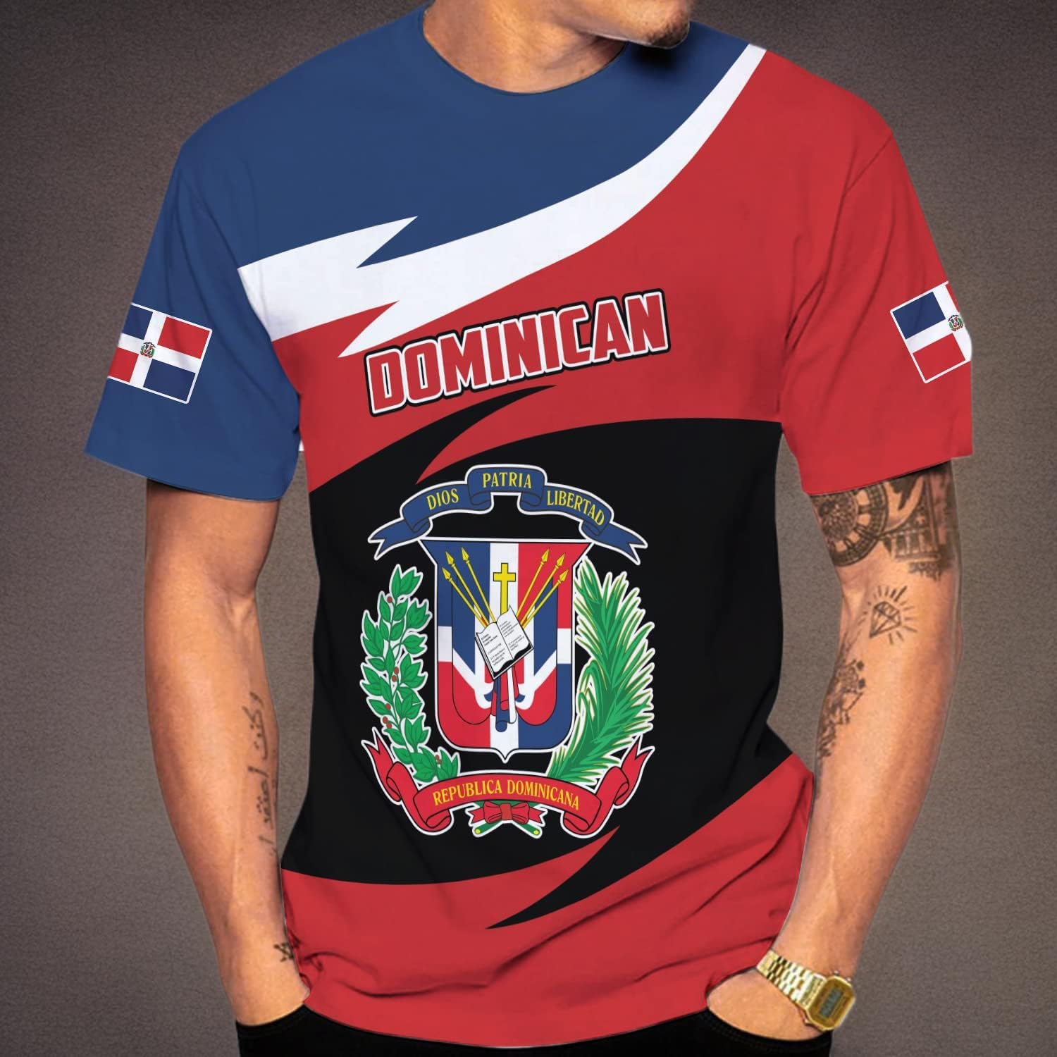 Vybonz Personalized Dominican Republic Shirts 3D, Republica Dominicana Tshirt, Dominican Republic Flag Shirt