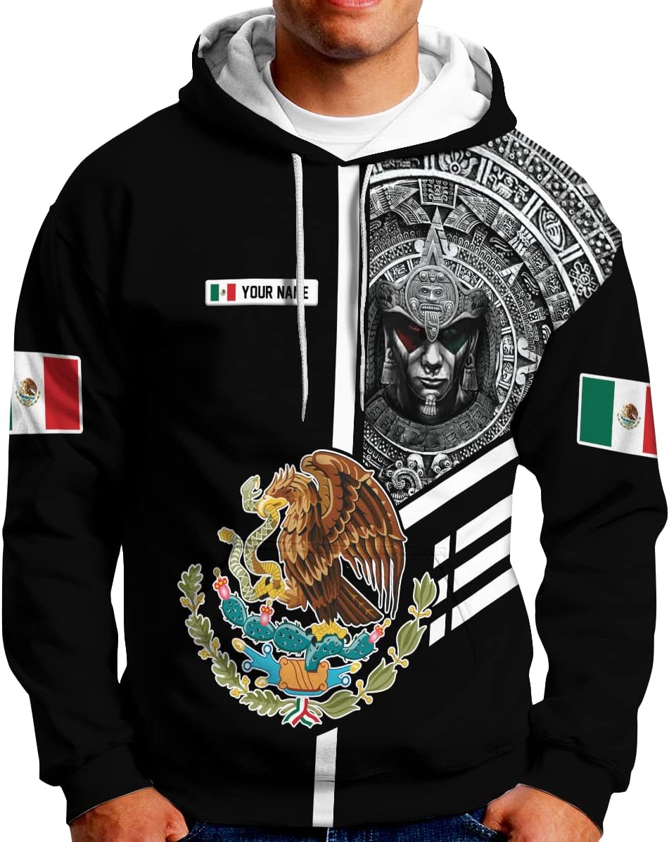 Mostprints Personalized Name Mexican Hoodie 3D, Customized Mexican Hoodies for Men, Unisex Mexico Hoodie, Mexico Hoodies for Men