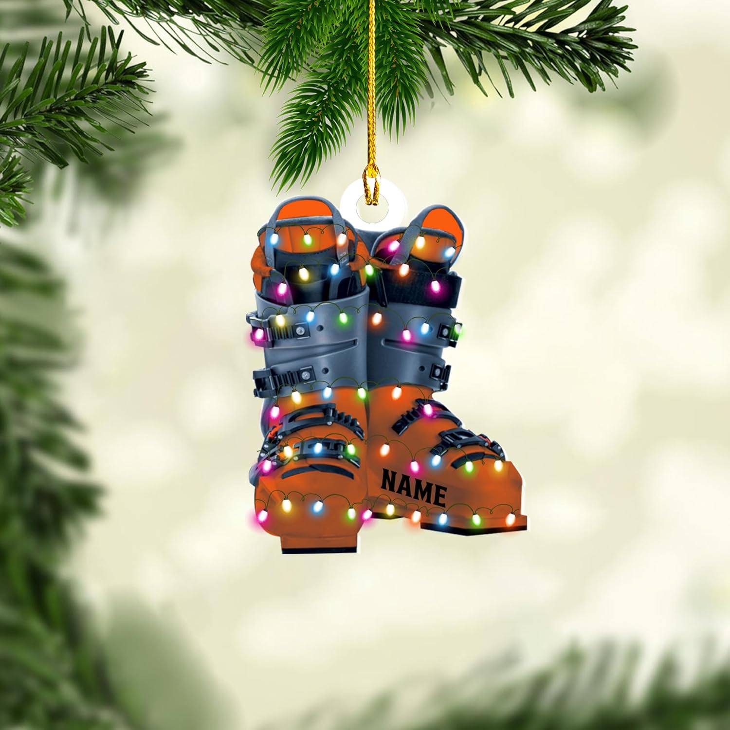 AOVL Custom Ski Ornament Skiing Christmas Ornaments Ski Christmas Tree Ornaments Ski Christmas Ornament Skier Ornaments for Christmas Tree 2024 Skiing Ornament (OSK3)