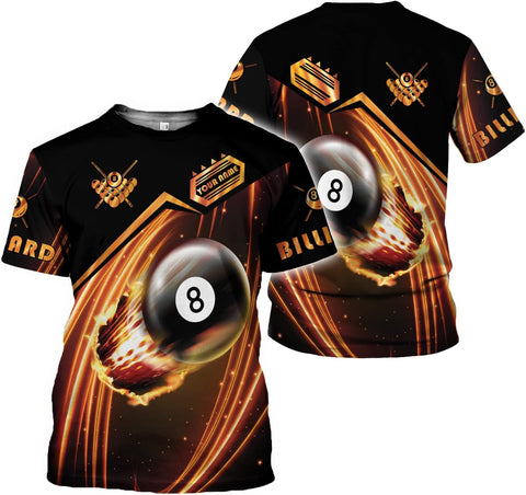 AOVL Personalized Billiard Shirts 3D Billiard Shirt Custom Billiard Flag Shirt Men's Pool Billiards Shirt 8 Ball Men Women