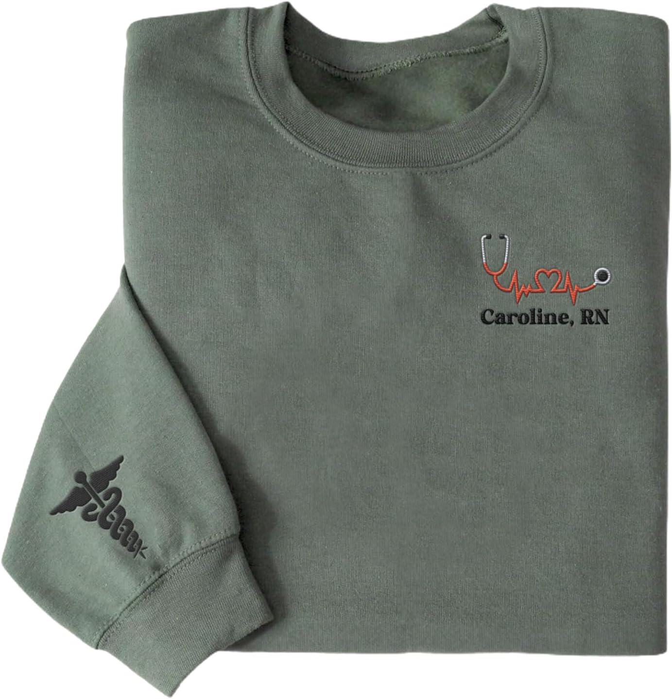 Personalized Embroidered Nurse Crewneck Sweatshirts for Women, Emergency Nurse Registered Nurse Sweatshirt (Cotton, SS72), Small-5X-Large