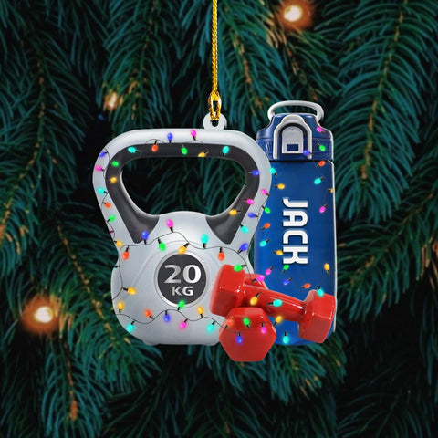 AOVL Personalized Weight Plate Ornament Weight Ornament Fitness Gift for Gym Ornament Merry Liftmas Christmas Hanging Ornaments Weight Plates Ceramic Ornament (DF2)