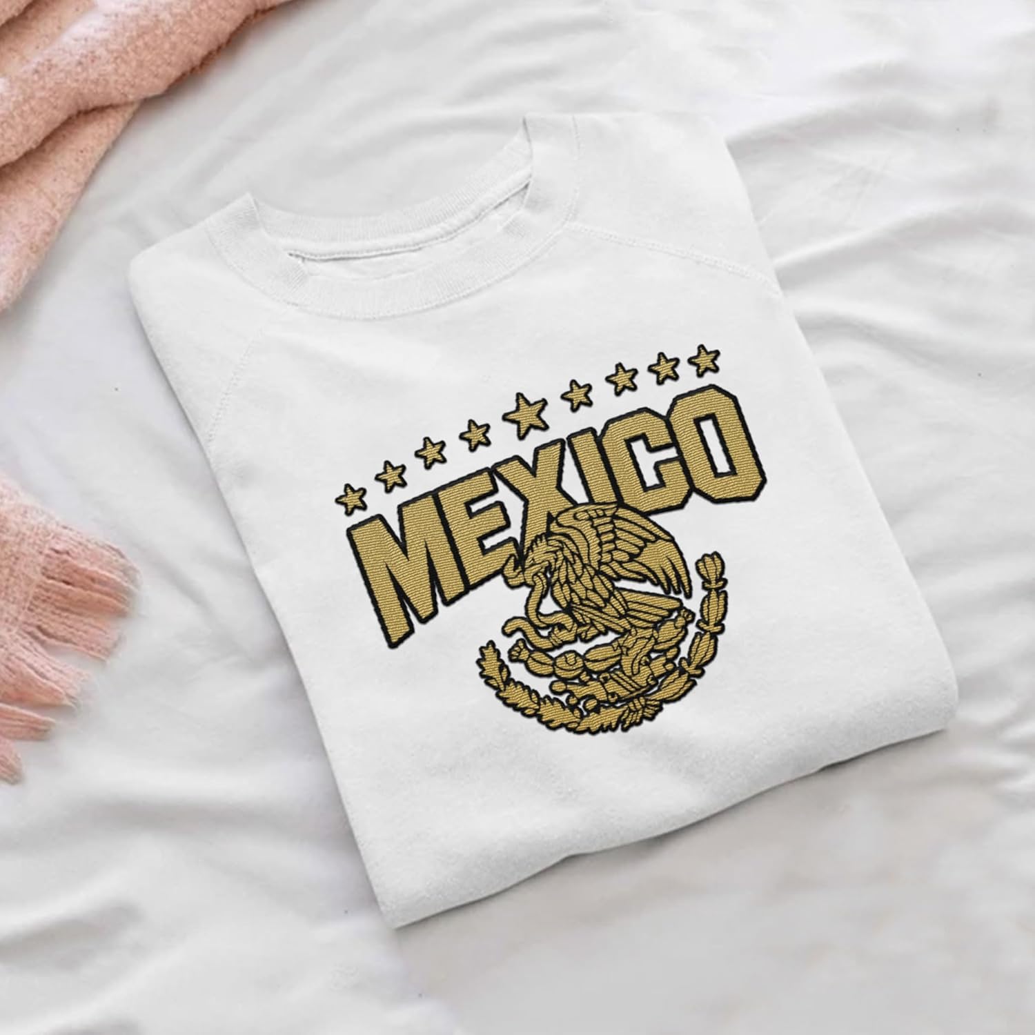 Mostprints Personalized Name Embroidered Mexico Tshirt, Customized Name Shirts Mexican US Flag, Mexico Shirt2