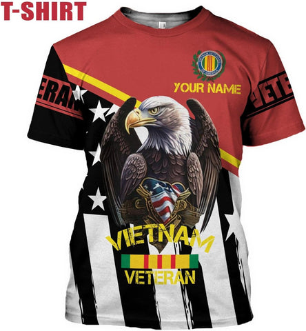 Ligthuy Personalized Name Vietnam Veteran Shirts 3D, Veterans Shirts for Men and Women, Veteran's Shirt Vietnam Veteran S-5XL