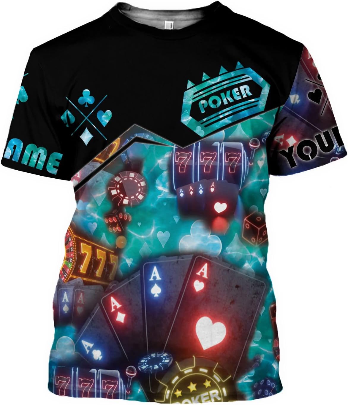 Personalized Poker Shirt, Poker Player Shirt, Funny Casino Poker Pattern 3D Over Print, Unisex Poker Tshirt Men Women