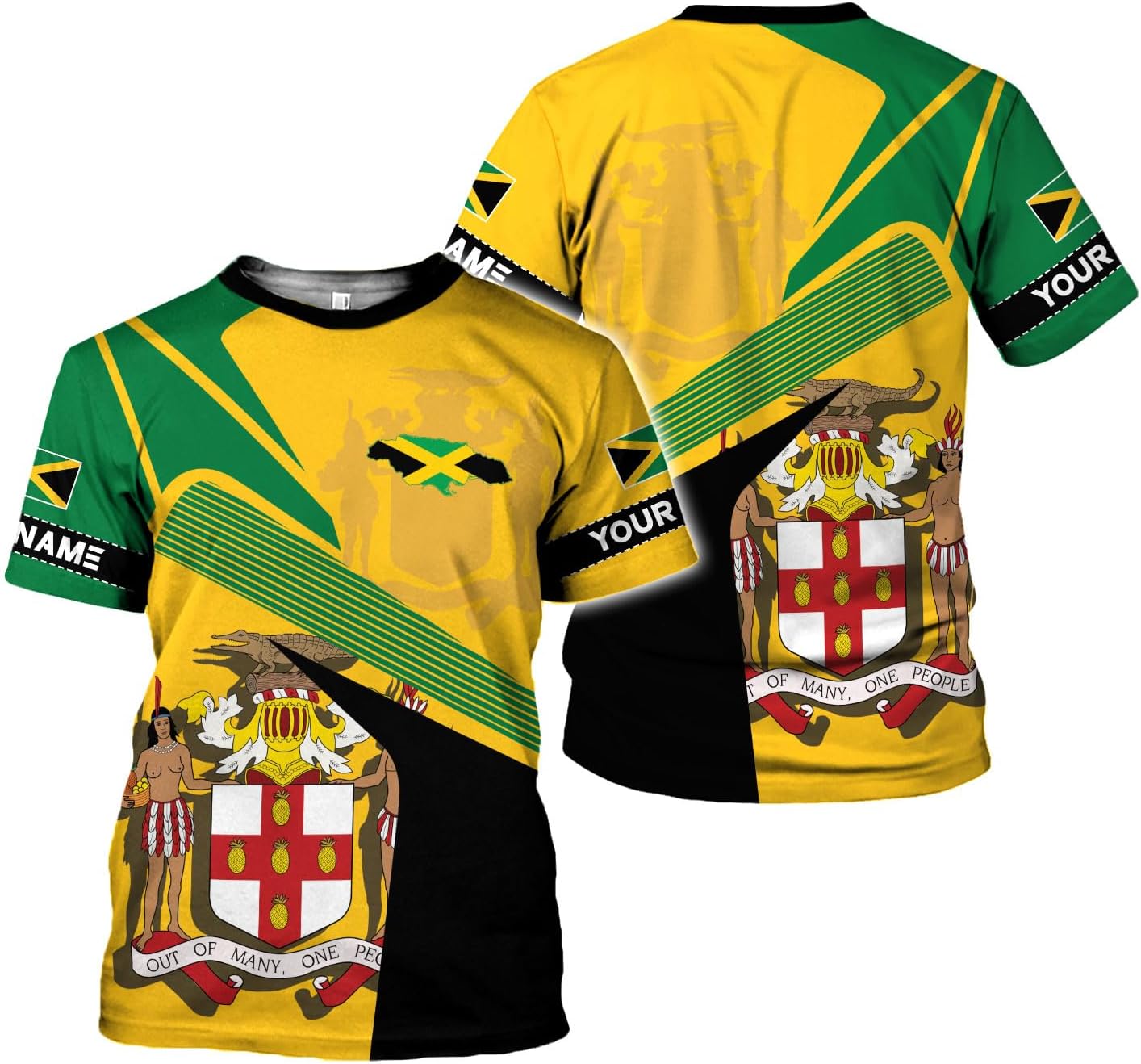 Ligthuy Personalized Jamaica Shirt 3D, Custom Jamaica Flag Lion Shirt for Men and Women, Jamaican Pride T-Shirt Unisex