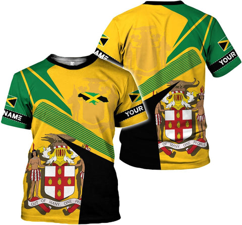 Ligthuy Personalized Jamaica Shirt 3D, Custom Jamaica Flag Lion Shirt for Men and Women, Jamaican Pride T-Shirt Unisex