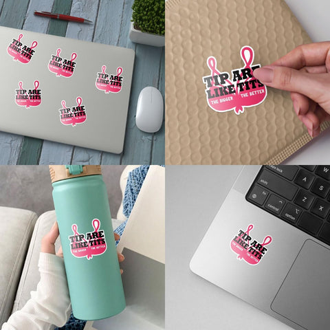 3Pcs Tips are Like Tits The Bigger The Better Sticker Funny Bartender Gift Tips Sticker Batender Care Tips are Like Tits Stickers for Tips Jar Decal for Laptop Bottle Phone Car Hard Hat 3"x3"
