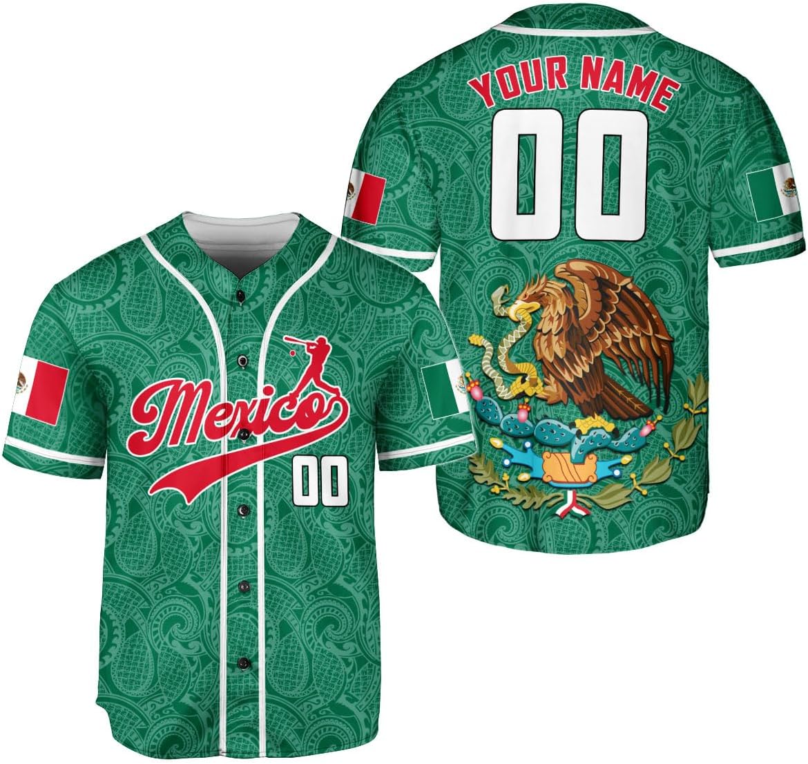 RoyalBro Personalized Mexico Baseball Jersey, Mexican Jersey for Men & Women, Mexican Flag Jersey, Mexico Shirt Camisas