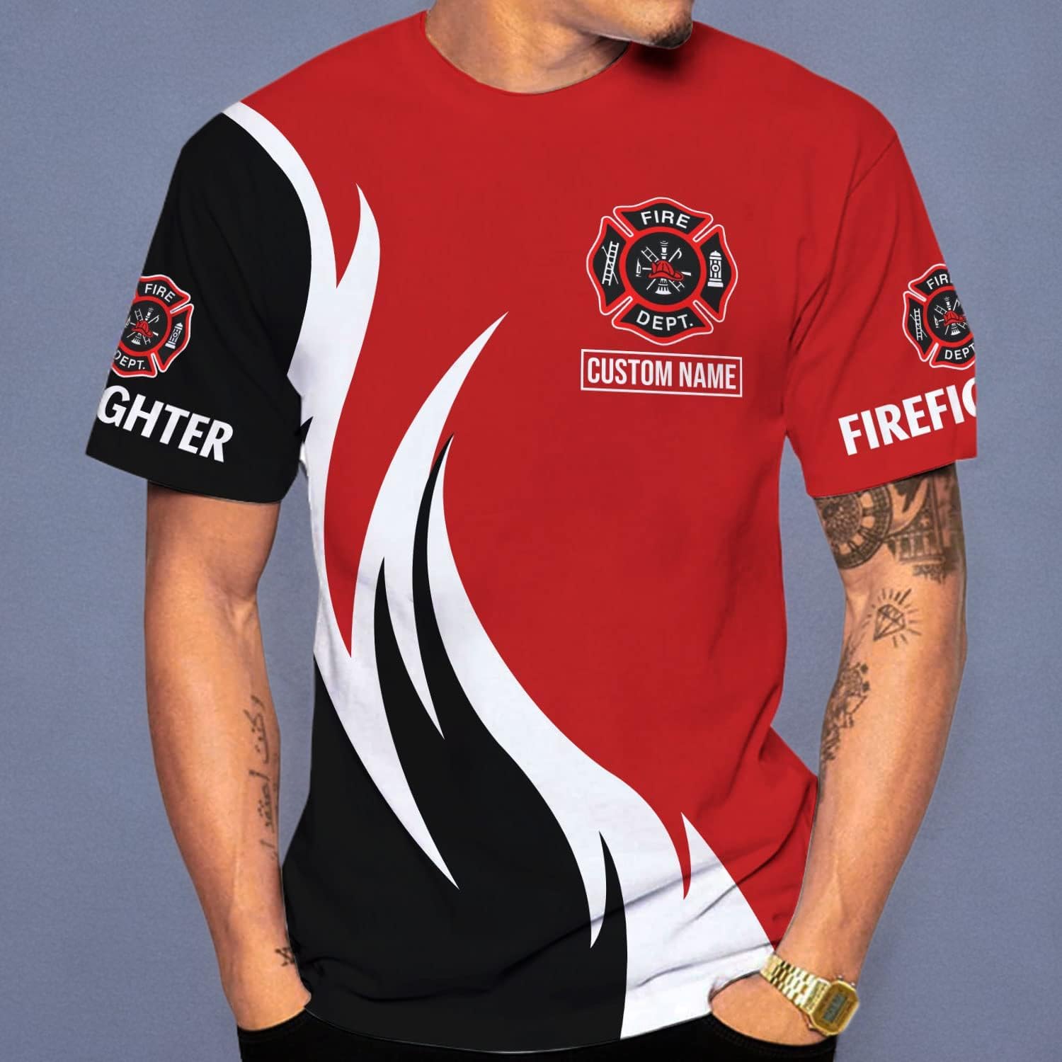 Vybonz Personalized Firefighter Shirt Custom Name Fire Man Firefighter Gift Tshirt 3D Shirts Unisex Tshirts 3D for Men Women
