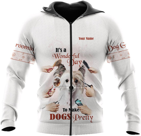 Mostprints Personalized Name Dog Groomer Shirt 3D, Funny Dog Groomer Apparel Shirts, Dog Groomer Gifts for Men and Women