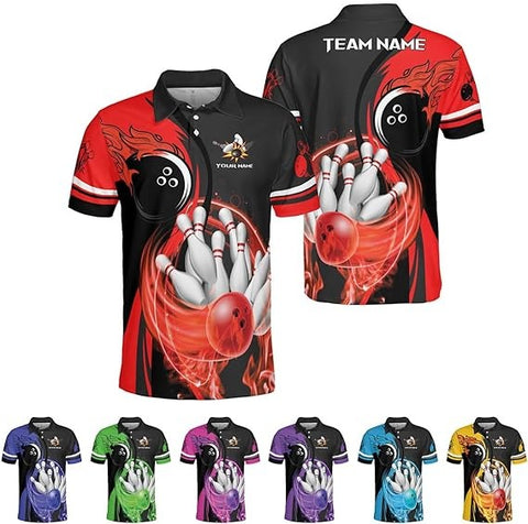 Mostprints Custom Bowling Polo Shirt Personalized 3D Team Name Bowling Shirts For Men Women Jersey Unisex