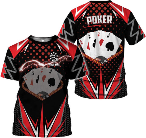 Personalized Poker Shirt, Poker Player Shirt, Funny Casino Poker Pattern 3D Over Print, Unisex Poker Tshirt Men Women