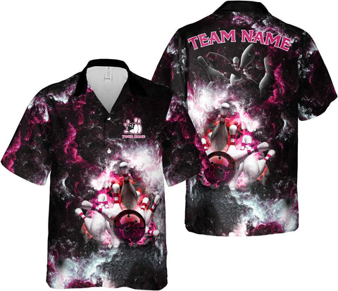 Pretyprints Custom Bowling Hawaiian Shirt 3D Men Women Personalized Button Down Short Sleeve Team Gifts Lover