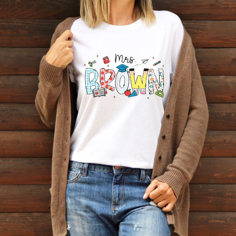 Personalized Teacher Shirt, Teacher Name Shirt, Custom Grade Kindergarten Teacher, Preschool Teacher Shirts Teacher Gift
