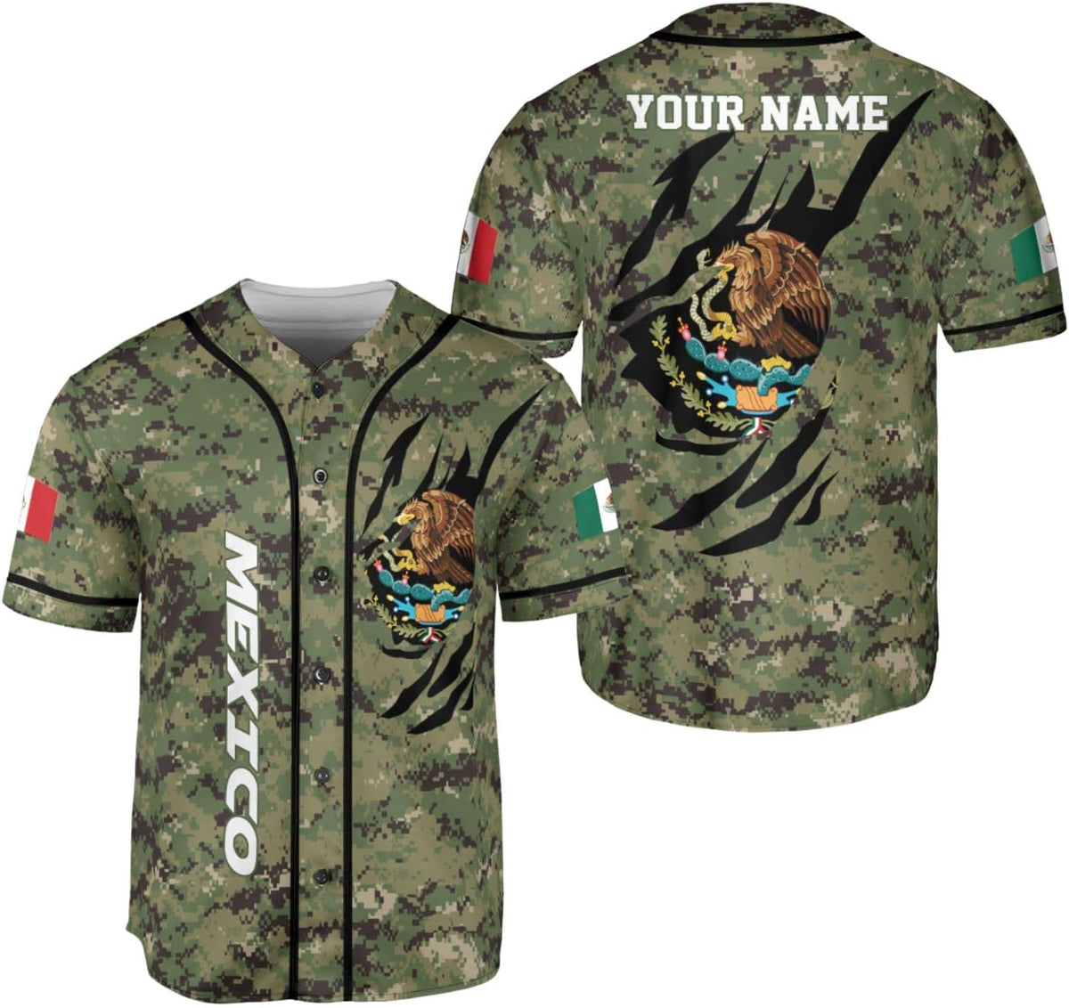 Mostefy Custom Mexico Baseball Jerseys Mexican Eagle & Flag Shirt for Teams, Mexico Shirts for Men & Women Size S-5XL