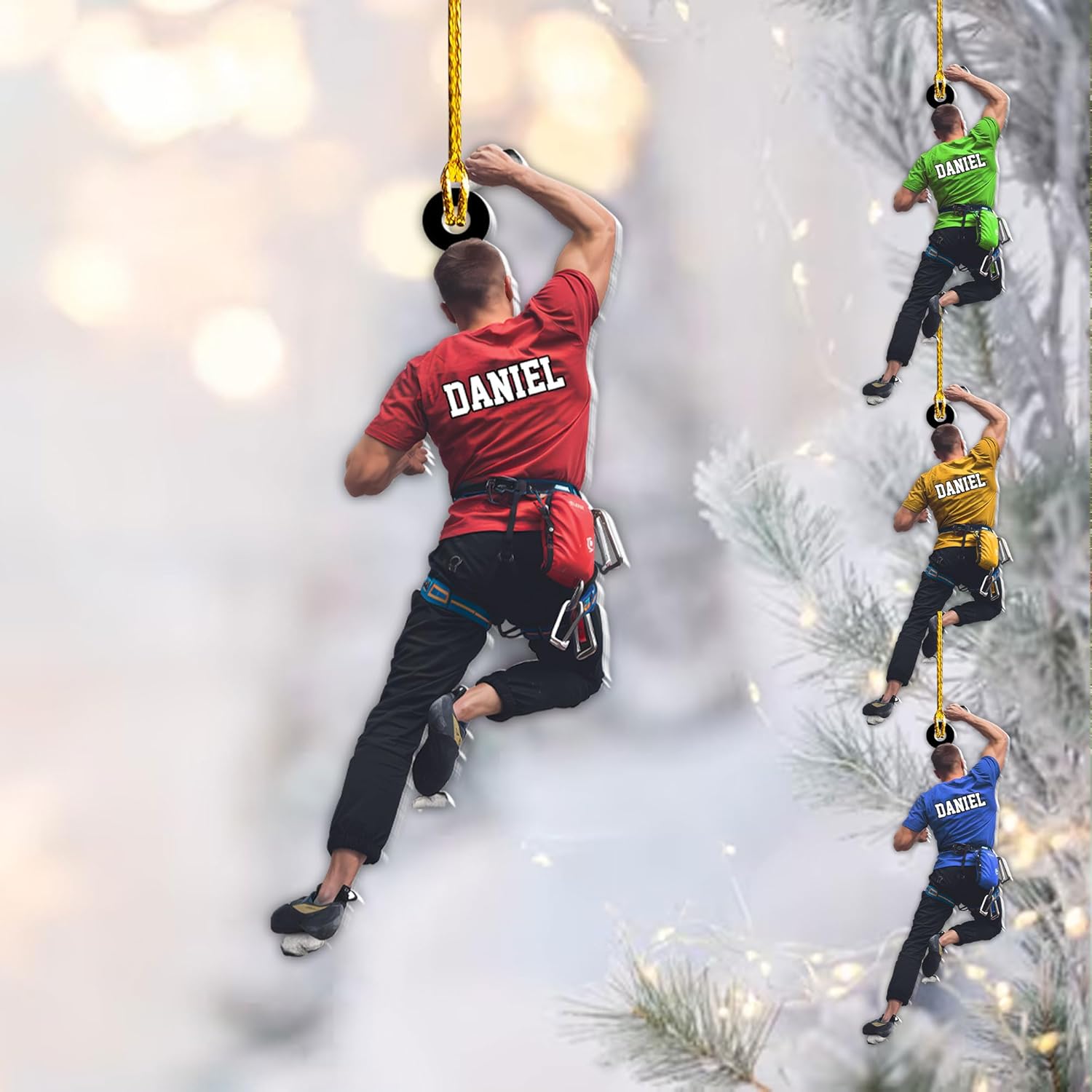 Artparel Personalized Climbing Ornaments Rock Climbing Christmas Ornament Rock Climber Ornaments Climber Lover Mountaineer Ornament Gift for Men Women Gift for Climber (CLB11)