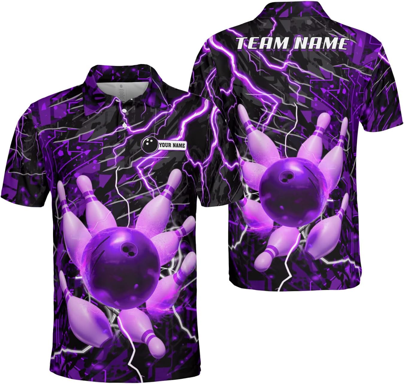 Ligthuy Personalized Name Bowling Polo Shirts 3D for Men and Women, Bowling Shirt, Bowling Shirts for Men Team Bowling Shirt