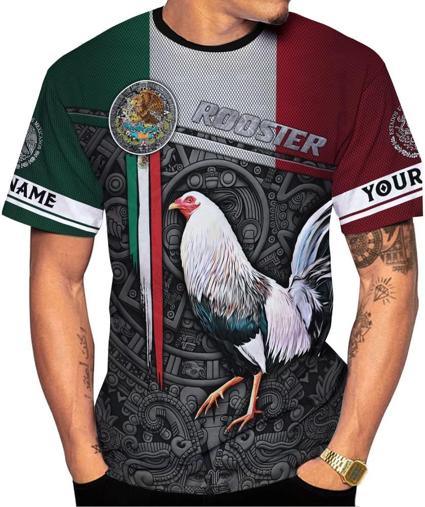 Mostefy Personalized Name Mexican Shirts for Men, Rooster Mexico Shirts for Men, Mexico Shirt Eagle Flag Mexican Eagle 1