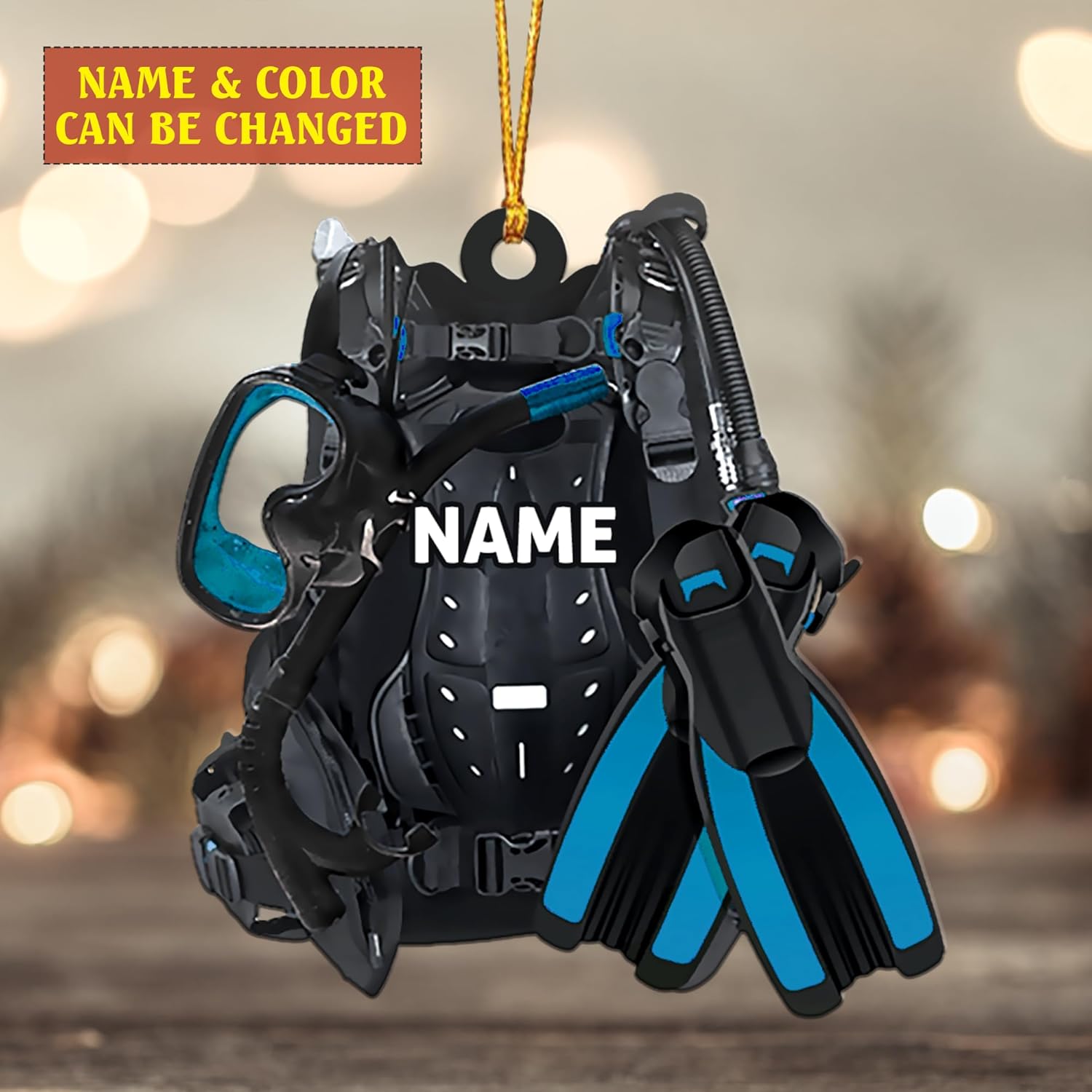 Royalbro Personalized Scuba Diving Ornament, Scuba Diver Ornament, Scuba Diver Christmas Ornament, Gift for Diver, Scuba Dive Gift, Diving Vest Custom Christmas Ornament (SD 3)