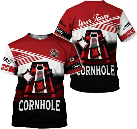 Personalized Cornhole Shirts 3D Over Print for Men & Women, Funny Cornhole Player Toss Sports T-Shirt for Team (CH 5)
