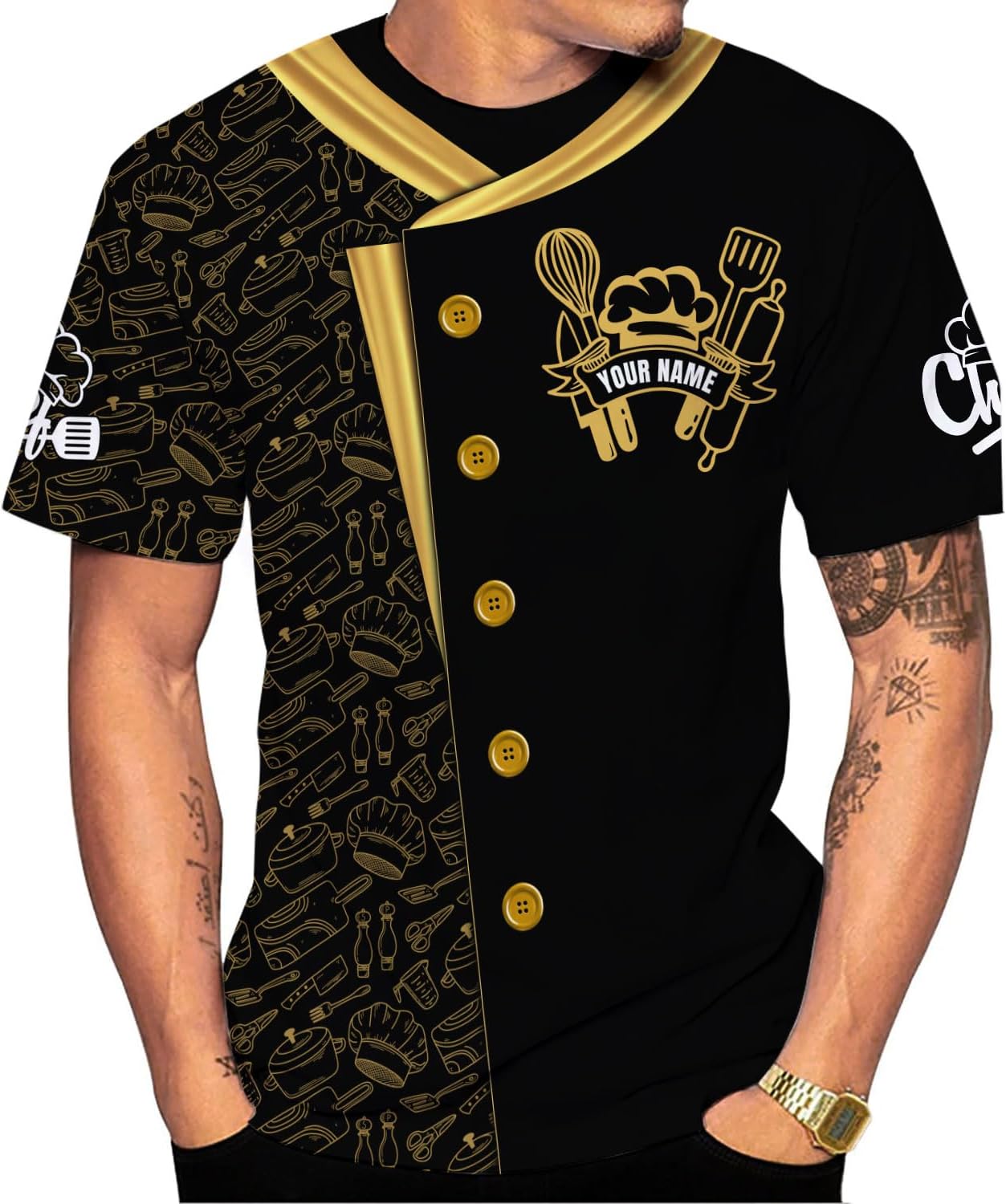 Custom Chef Shirt Chef Shirts for Men Gifts for Master Chef Lovers Custom Chef T Shirts for Men Funny 3D Chef Shirts for Men