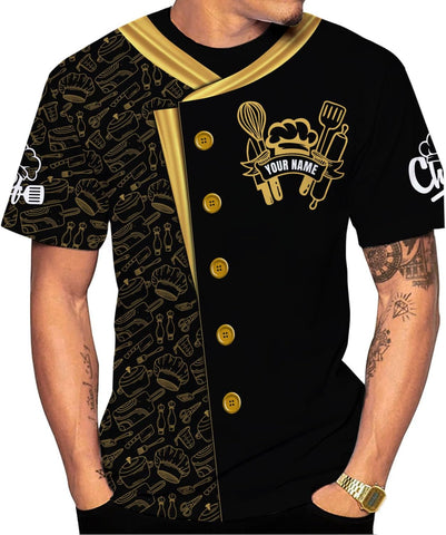 Custom Chef Shirt Chef Shirts for Men Gifts for Master Chef Lovers Custom Chef T Shirts for Men Funny 3D Chef Shirts for Men