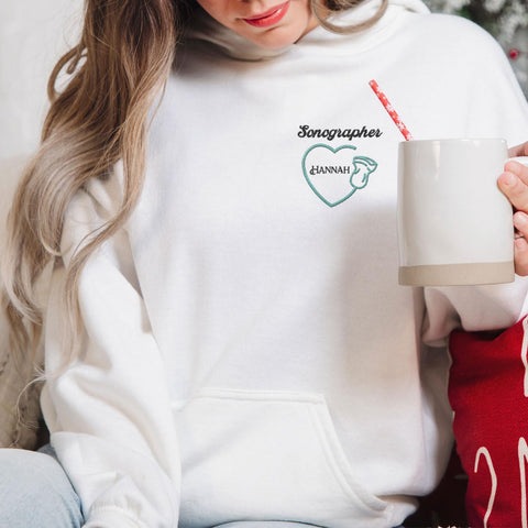 Custom Sonographer Embroidered Sweatshirt Ultrasound Tech Gifts For Women Sonography Technician Graduation Gift Sonographers