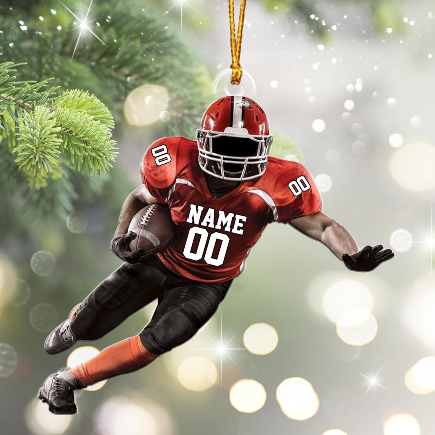 Artparel Personalized Football Ornament Customized Football Christmas Ornaments Football Ornament Christmas Hanging D��cor Gift for Football Fans Football Gifts Gift for Football (FBH 1)
