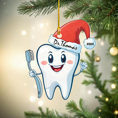 Brevnex Personalized Dentist Ornaments 2024,Dental Assistant Ornament, Dental Hygienist Ornament, Tooth Ornament, Dentist Acrylic 2D Flat Ornament, Healthcare Ornaments, Gift for Christmas (DT 6)