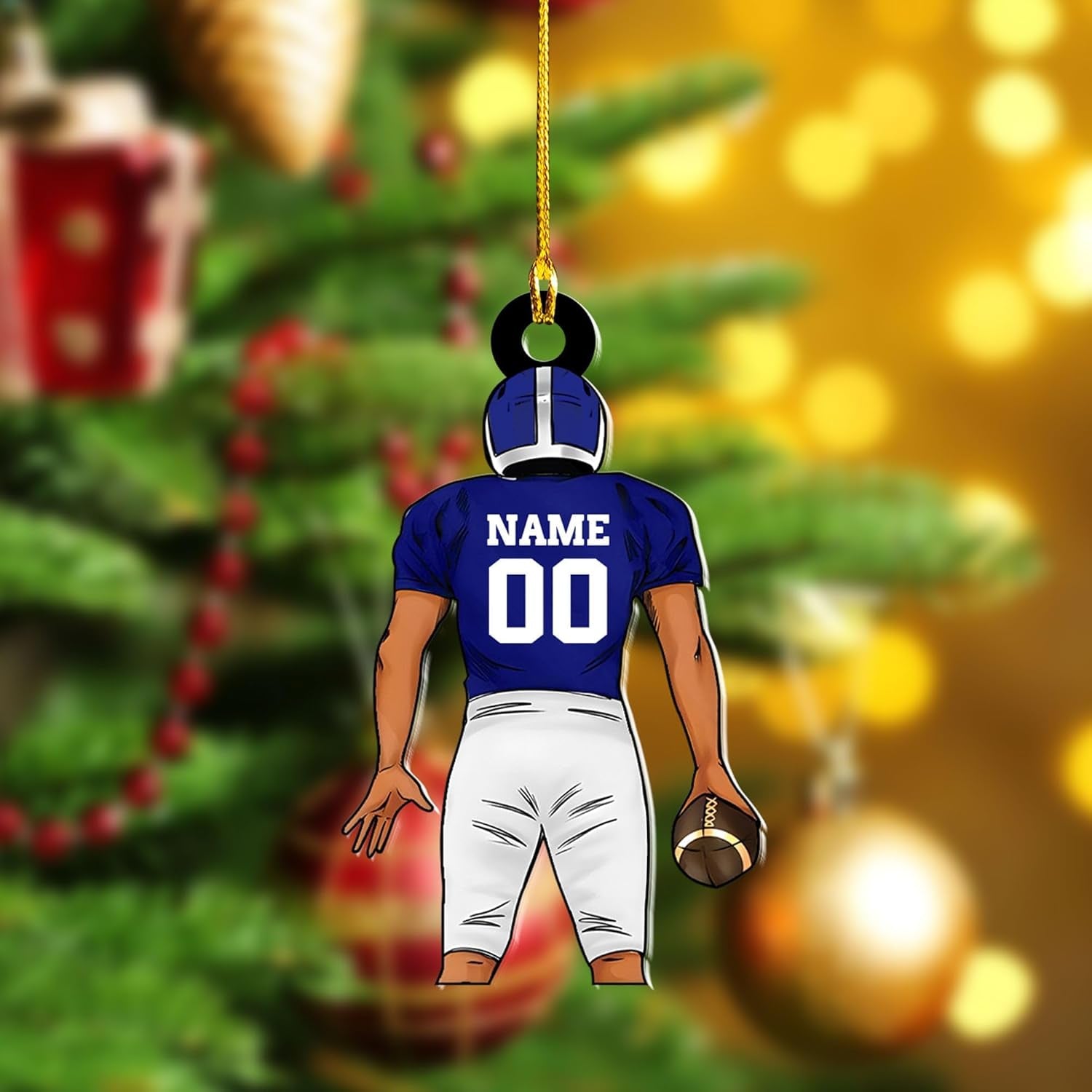 Artparel Personalized Football Ornament Customized Football Christmas Ornaments Football Ornament Christmas Hanging Décor Gift for Football Fans Football Gifts Gift for Football Player (FB 18)