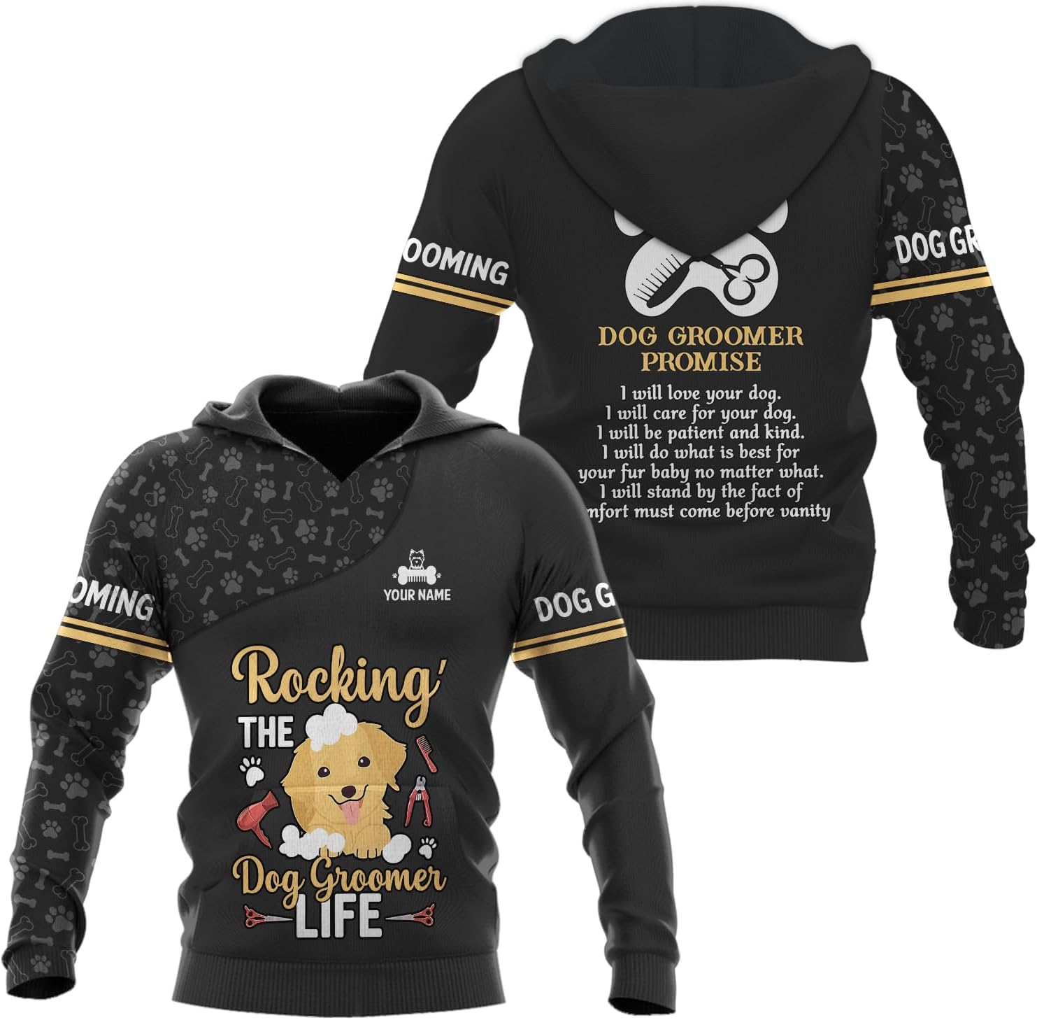 Mostprints Personalized Name Dog Groomer Shirt 3D, Funny Dog Groomer Apparel Shirts, Dog Groomer Gifts for Men and Women