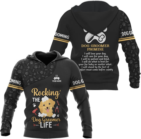 Mostprints Personalized Name Dog Groomer Shirt 3D, Funny Dog Groomer Apparel Shirts, Dog Groomer Gifts for Men and Women