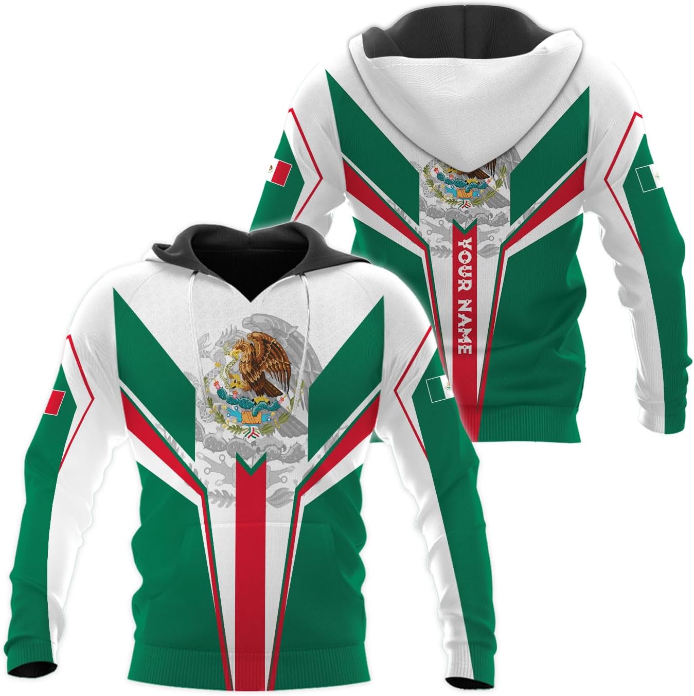 RoyalBro Personalized Mexico Shirt, Camisas de Mexico Customized Mexican Shirts Mexican Flag Mexico 3D Shirt for Men Women