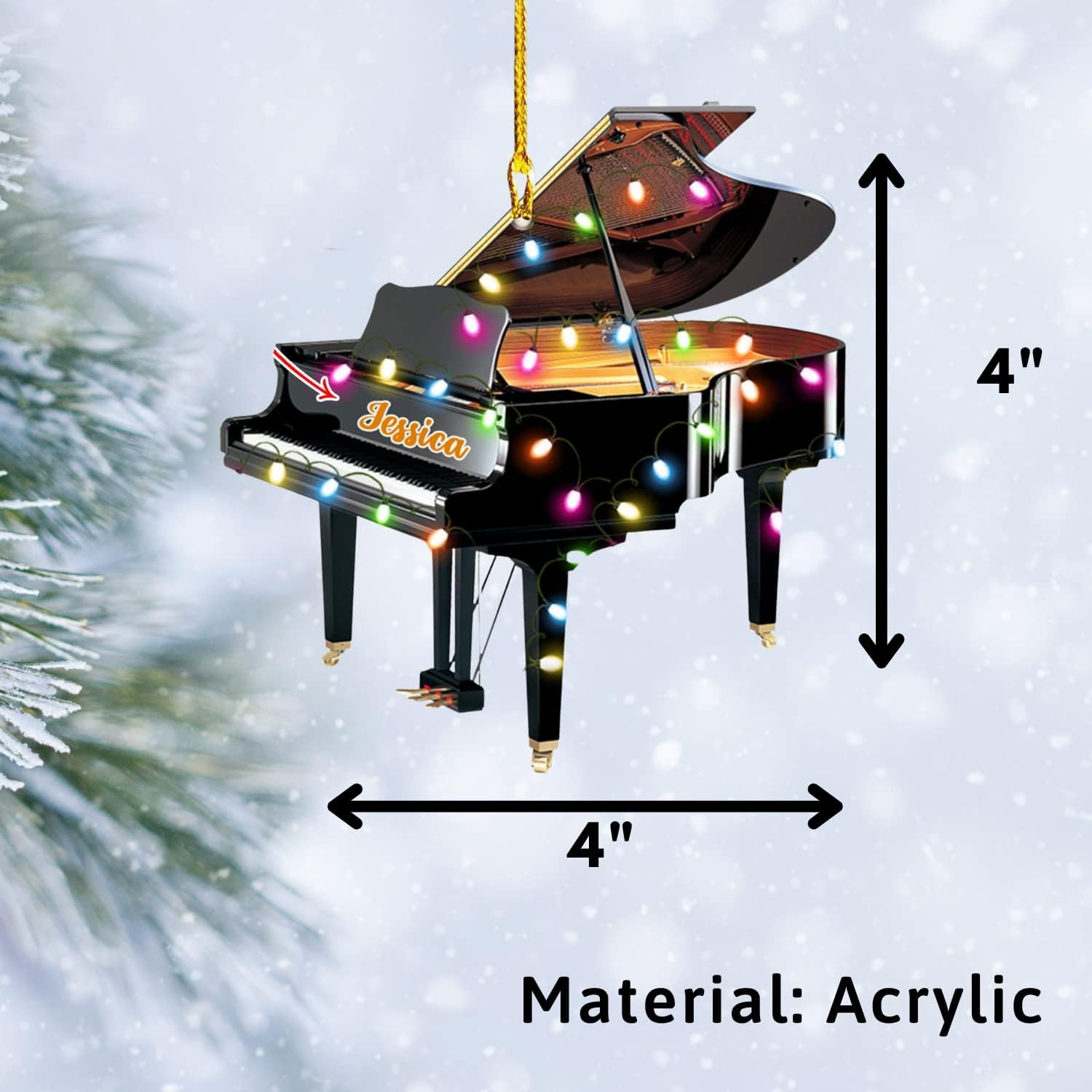 Personalized Piano Ornament, Custom Piano Ornament Piano Christmas Ornament 2024, Music Instrument Player Keyboard Ornament Decor, Gift for Piano Lover, Music Lovers