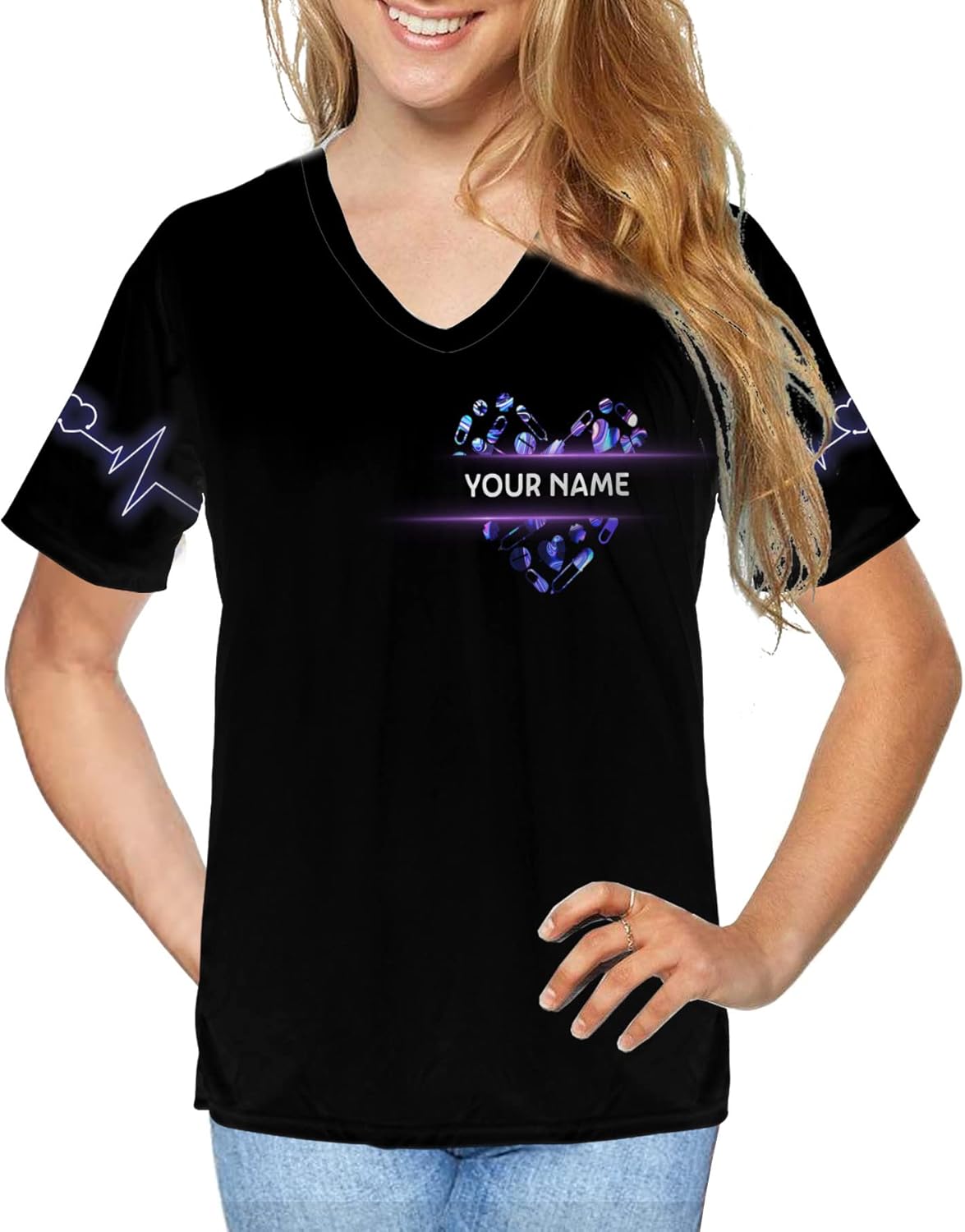 Personalized Nurse V-Neck T-Shirt Gifts for Women, Nursing School Nurse Graduation Gift, Nurse Life, Mother's Day (HD111)