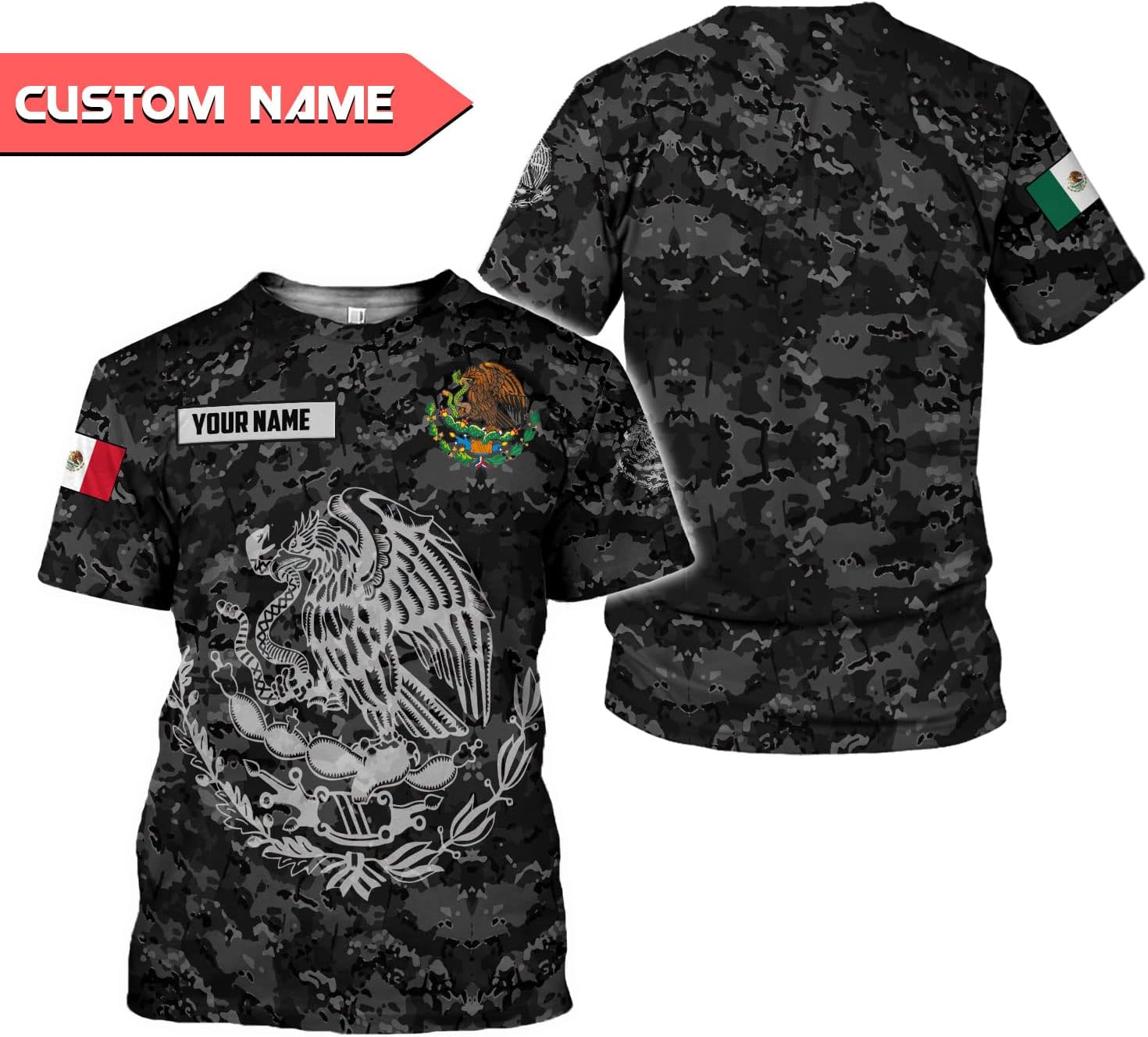 Personalized Name Mexican Shirts for Men 3D Customized Mexico Shirts for Men, Mexico Shirts for Women Mexico Shirt (US, Alpha, Small, Regular, Regular, Multi 6)