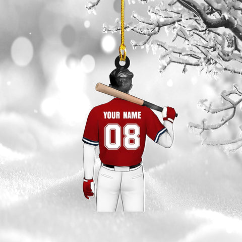 Artparel Personalized Baseball Ornament Christmas Tree Decoration Custom Baseball Christmas Ornament 2D Shape Flat Baseball Lover Gifts Beginner Baseball Players Ornament Gift (BB 4)