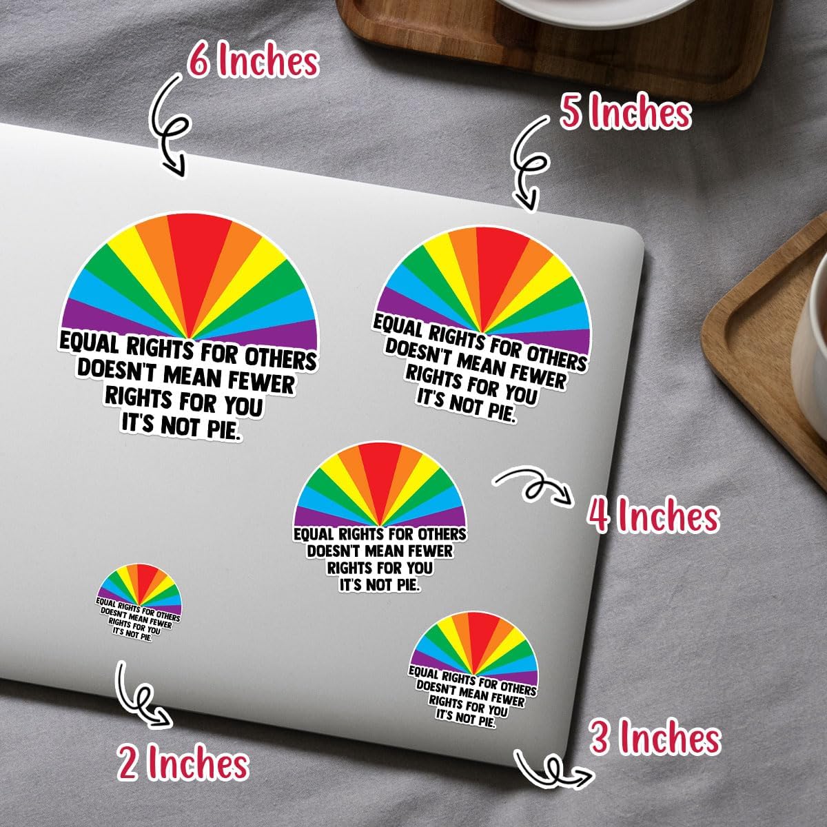 3Pcs Equal Rights For Others Sticker Does Not Mean Fewer Rights For You Its Not Pie Sticker, LGBTQ Pride Stickers, Pride Love Rainbow Flag Sticker- Stickers For Laptop Water Bottle Phone Car Helmet 3"