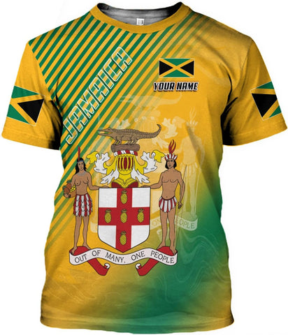 Ligthuy Personalized Jamaica Shirt 3D, Custom Jamaica Flag Lion Shirt for Men and Women, Jamaican Pride T-Shirt Unisex