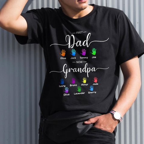 Personalized Dad Shirt, Custom Dad Grandkids Name Shirt, Birthday Christmas Fathers Day Dad Grandpa Gift
