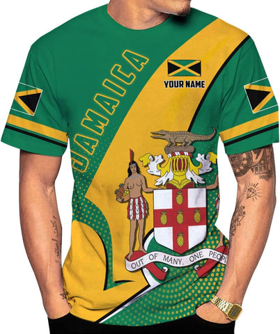 Ligthuy Personalized Jamaica Shirt 3D, Custom Jamaica Flag Lion Shirt for Men and Women, Jamaican Pride T-Shirt Unisex
