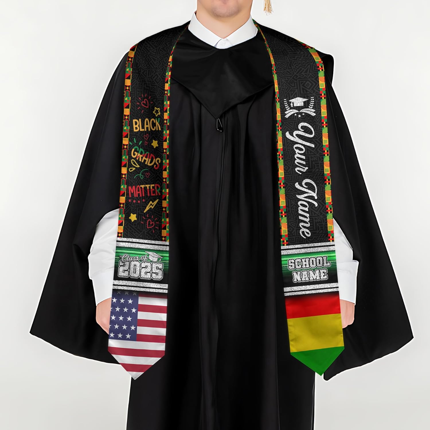 African American Graduation Sash, Graduation Stole Customize, African Graduation Sash, Graduation Stole Class of 2025