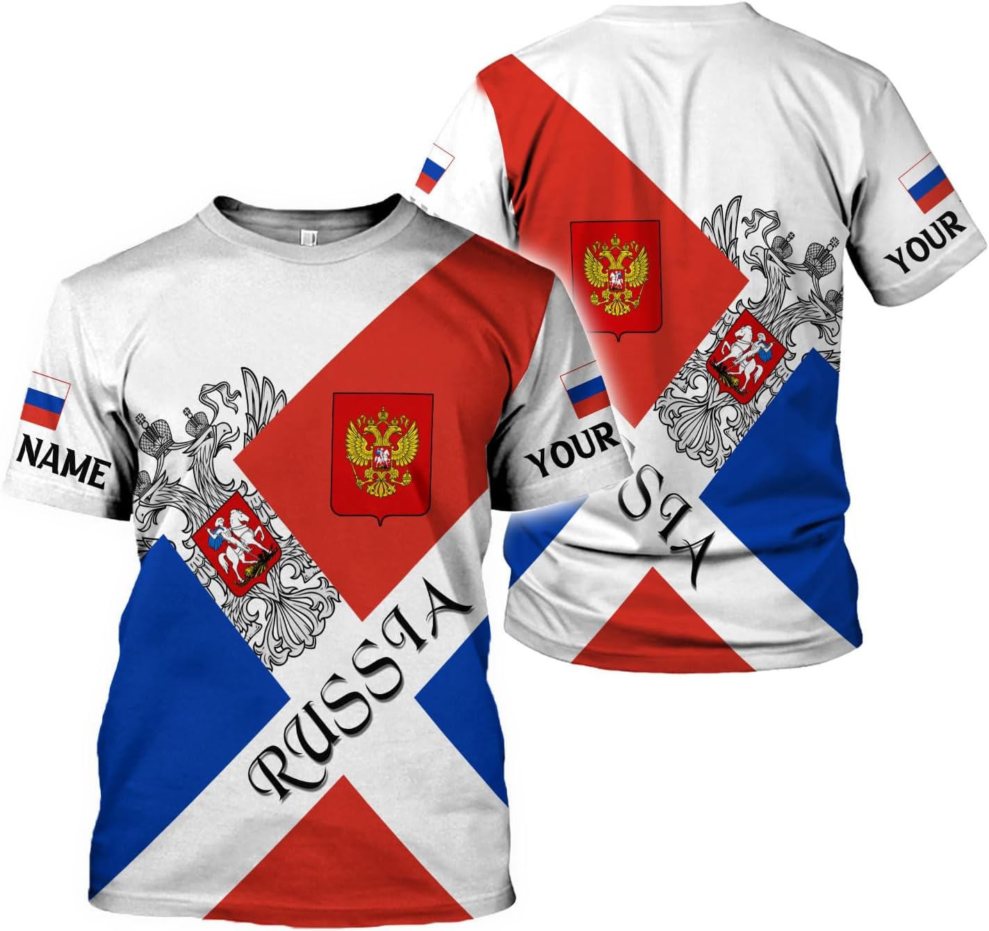 MoonArt Personalized Russia Shirts Russian Shirt Russian Coat of Arms Russia Flag Pride Shirts Russia Flag Coat of Arms