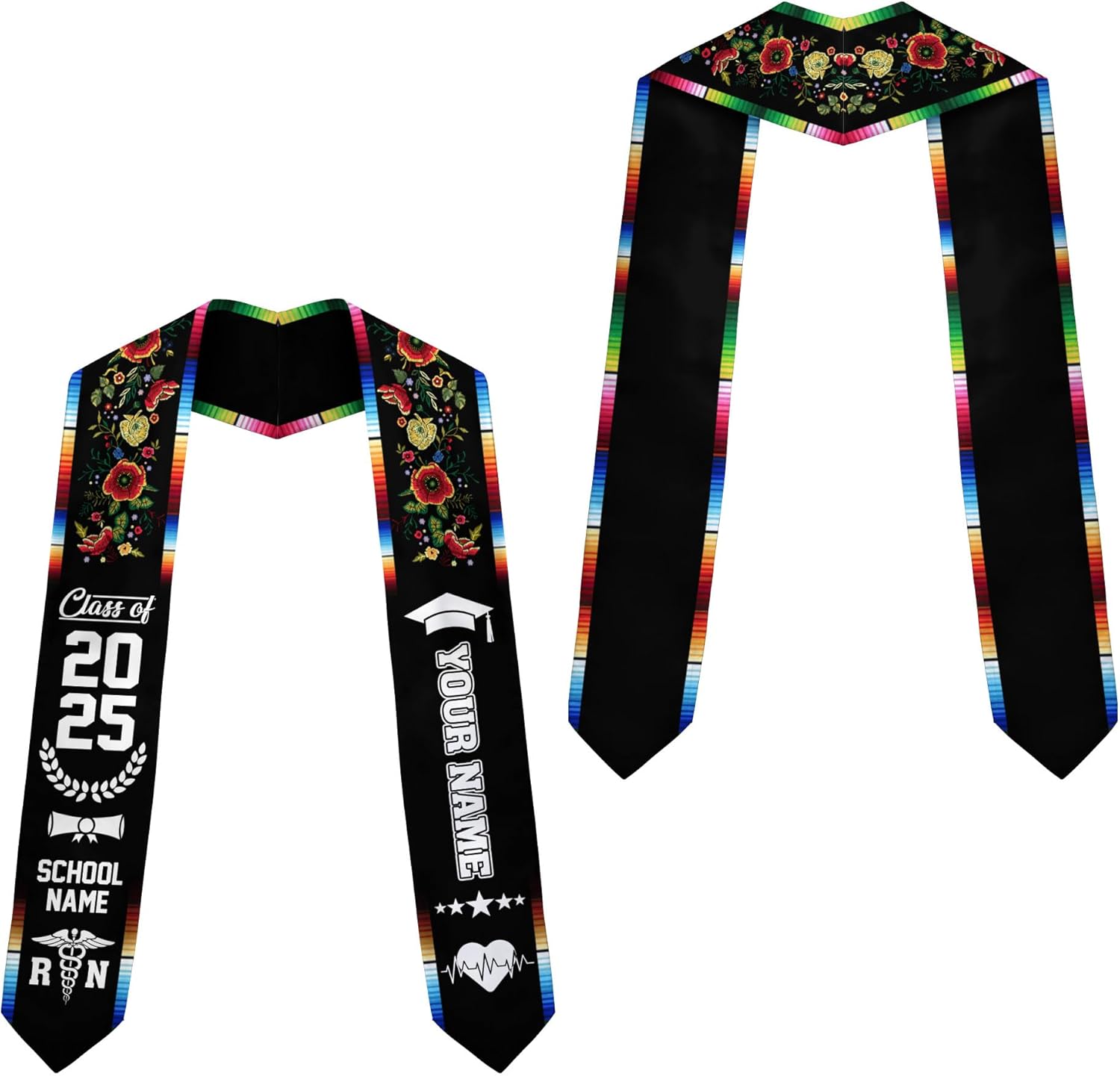 Pretyprints Custom Nurse Sash Graduation, RN Graduation Stole Gifts for Friends Nursing Student Senior Class Of 2025