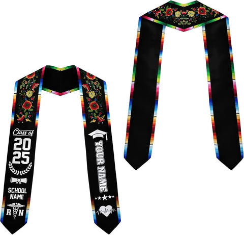 Pretyprints Custom Nurse Sash Graduation, RN Graduation Stole Gifts for Friends Nursing Student Senior Class Of 2025