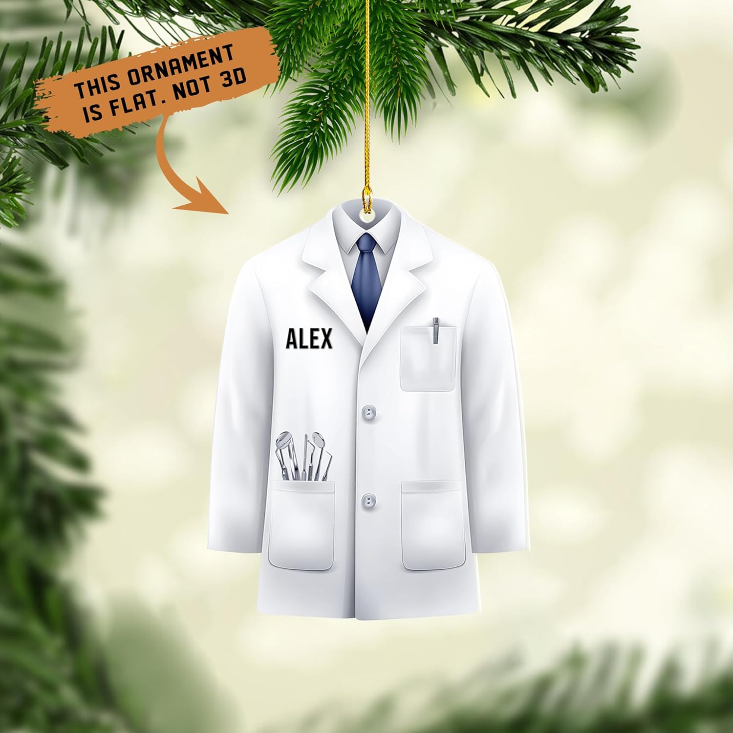 Personalized Dentist Christmas Ornament, Santa's Favorite Dentist Ornament, Doctor or Dental Hygienist Assistant Keepsake Gift, Teeth Ornament (Acrylic, Style 1)