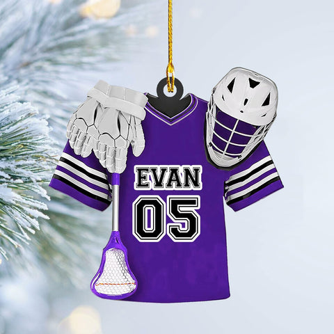 HomeDesign Personalized Lacrosse Ornament, Lacrosse Amor Shape Flat Ornament, Lacrosse Helmet Ornaments, Gifts for Lacrosse Lovers, Lacrosse Players, Lacrosse Christmas Ornament (LA 2)