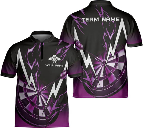 Personalized Bowling Jersey Darts Shirts, Dartboard Jersey Shirt Dart Shirts for Team, Dart League Bowler Zipper Jersey Shirt